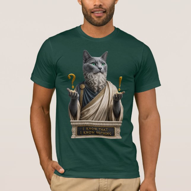 T-shirt Chat Socrate Bleu Russe (Devant)