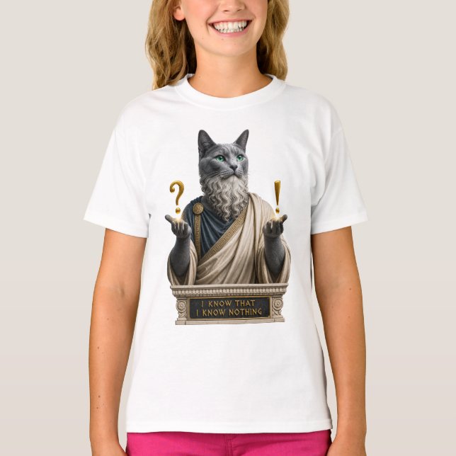T-shirt Chat Socrate Bleu Russe (Devant)