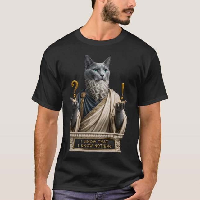 T-shirt Chat Socrate Bleu Russe (Devant)