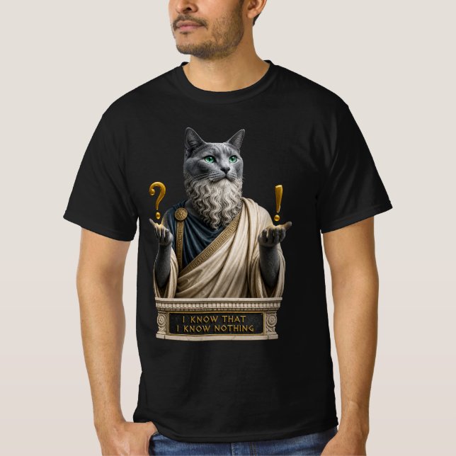 T-shirt Chat Socrate Bleu Russe (Devant)