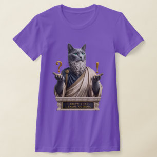 T-shirt Chat Socrate Bleu Russe
