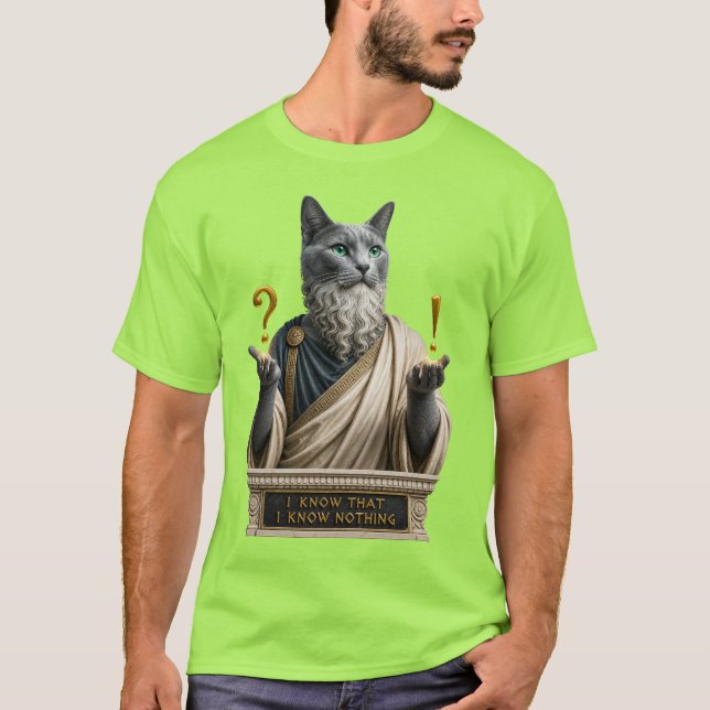 T-shirt Chat Socrate Bleu Russe (Devant)