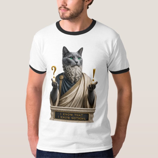 T-shirt Chat Socrate Bleu Russe (Devant)