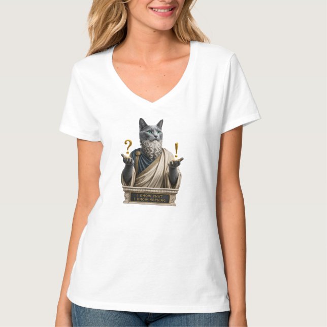T-shirt Chat Socrate Bleu Russe (Devant)