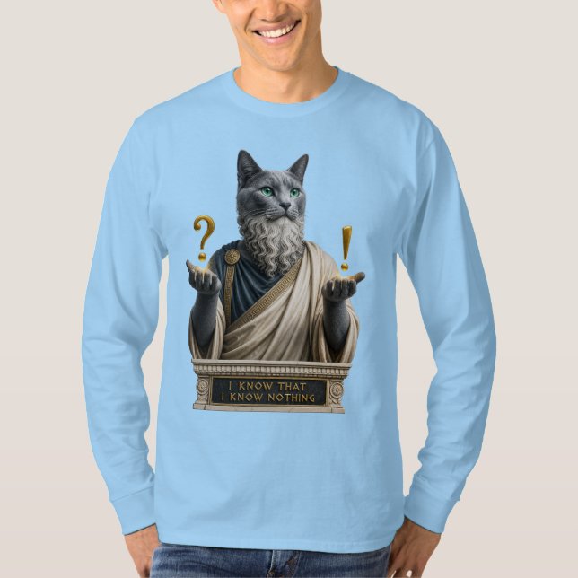 T-shirt Chat Socrate Bleu Russe (Devant)