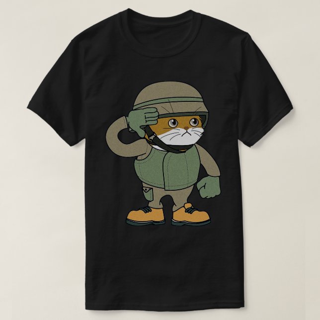 T-shirt Chat Soldat J'Aime Mon Chat (Design devant)