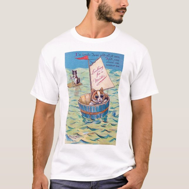 T-shirt Chat solitaire en mer, Louis Wain (Devant)