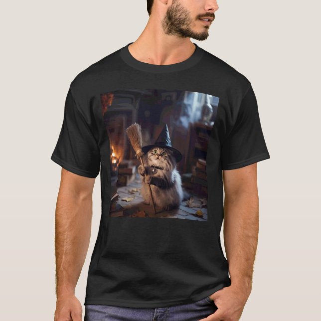 T-shirt Chat sorcier drôle et bizarre - Meme chat Hallowee (Devant)