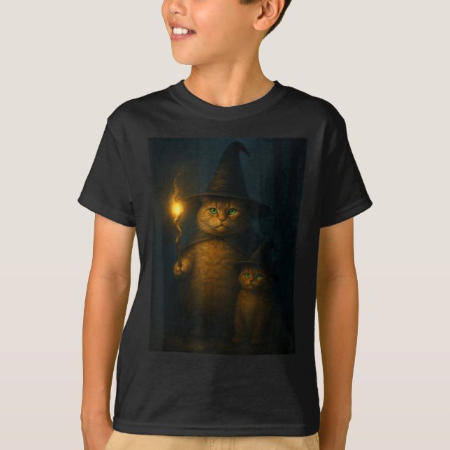 T-shirt Chat sorcier drôle et bizarre pour Halloween Meme  (Devant)