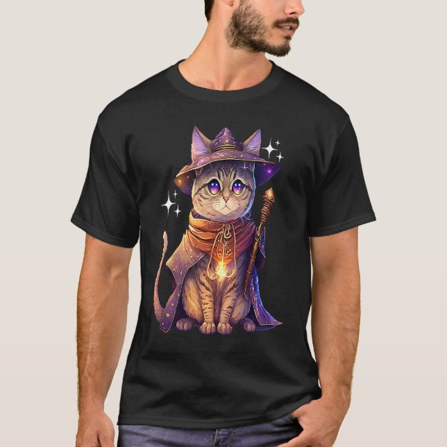 T-shirt Chat Sorcier Fantastique Magie Chat (Devant)