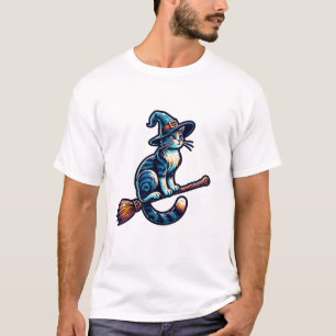 T-shirt Chat Sorcier Halloween Sorcière Mystique Amoureux 
