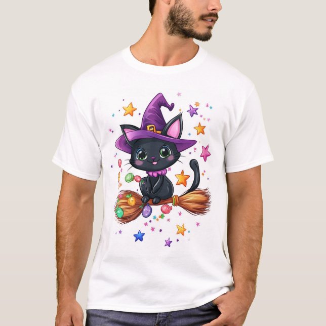T-shirt Chat Sorcière des Bonbons (Devant)