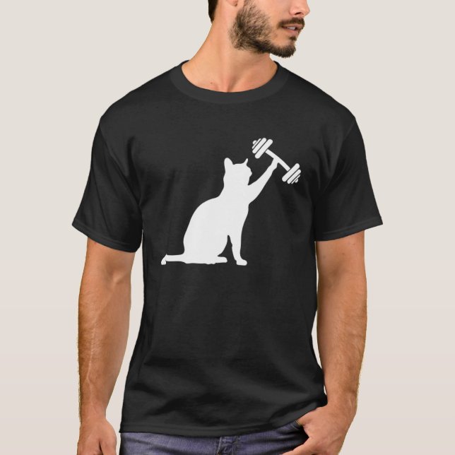 T-shirt Chat soulevé de terre haltérophilie chat force ath (Devant)