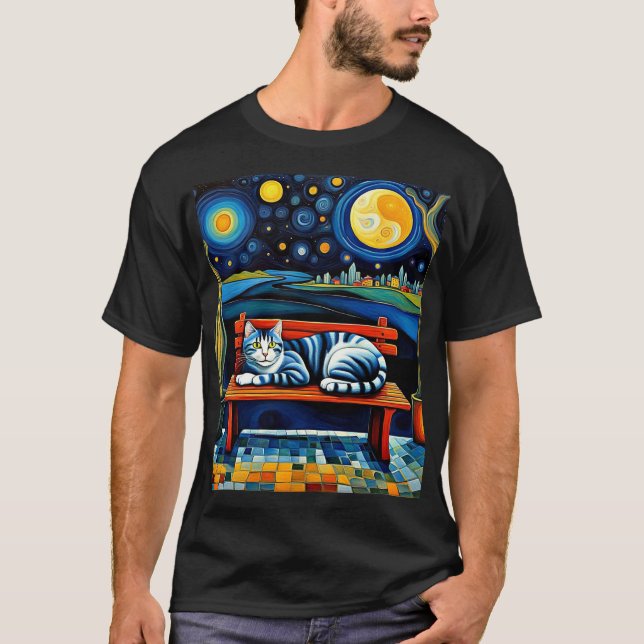 T-shirt Chat sous les étoiles 4 (Devant)
