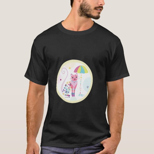 T-shirt Chat sous parapluie (Devant)