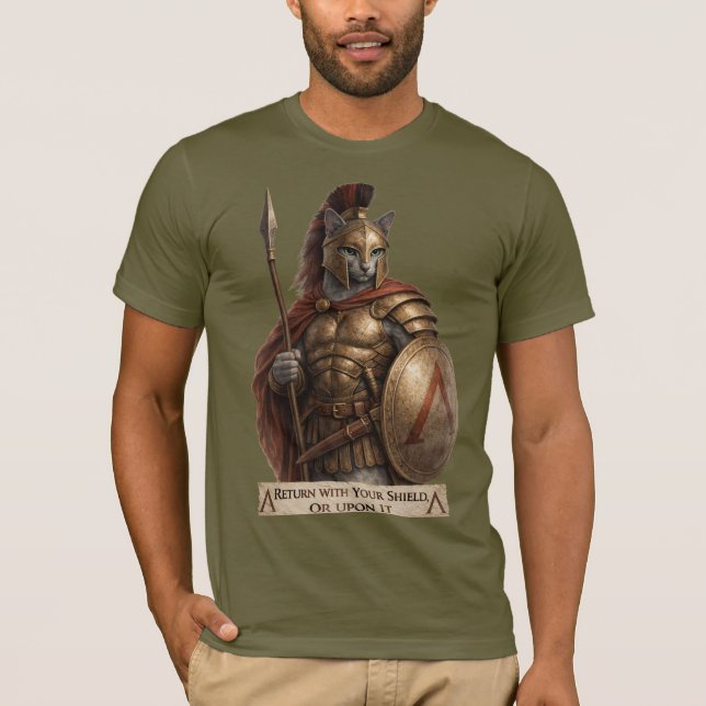 T-shirt Chat Spartan Blue Russe (Devant)