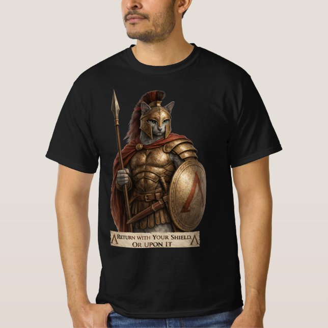 T-shirt Chat Spartan Blue Russe (Devant)