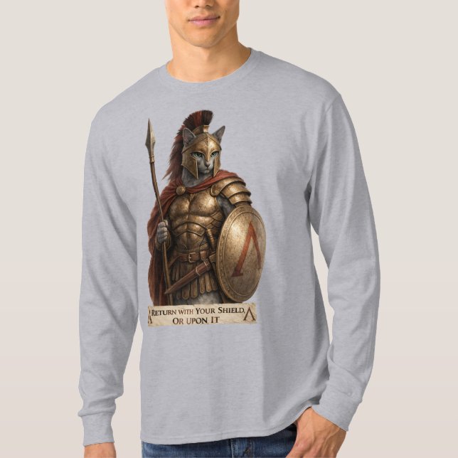 T-shirt Chat Spartan Blue Russe (Devant)