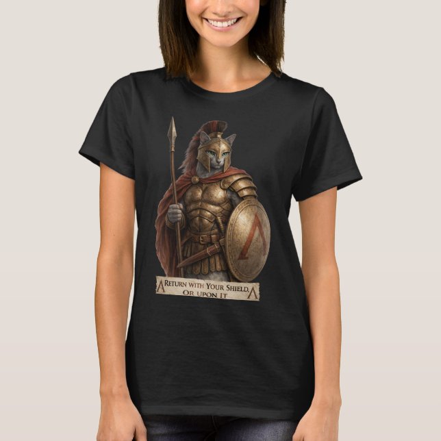 T-shirt Chat Spartan Blue Russe (Devant)