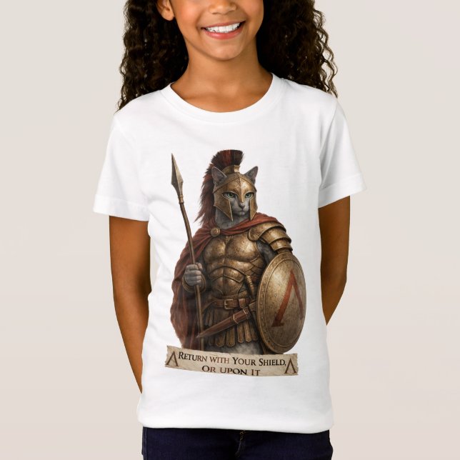 T-Shirt Chat spartiate bleu russe (Devant)