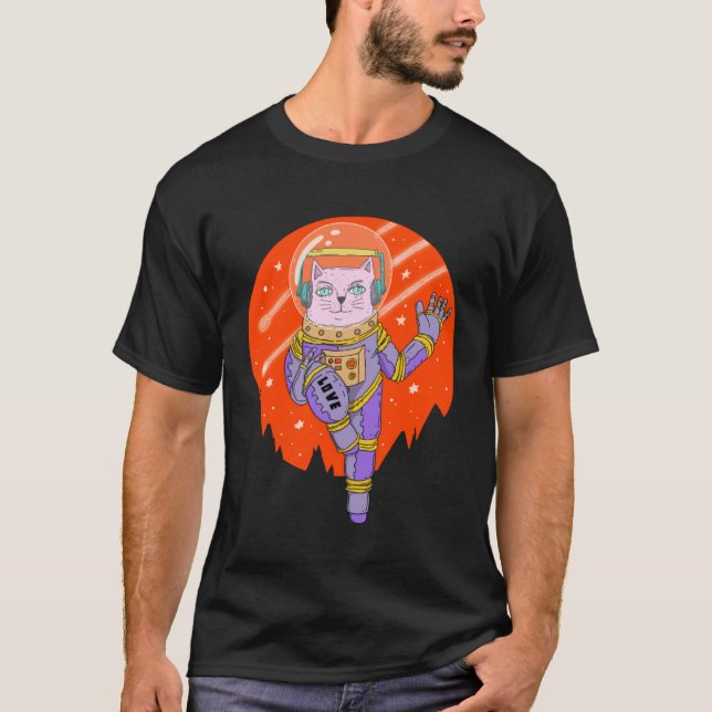 T-shirt Chat spatial cosmique Astro (Devant)