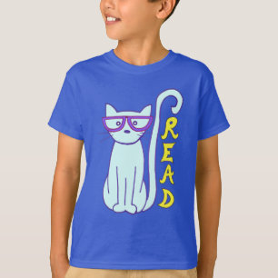 T-shirt Chat Spectacle avec lunettes violettes avec chemis