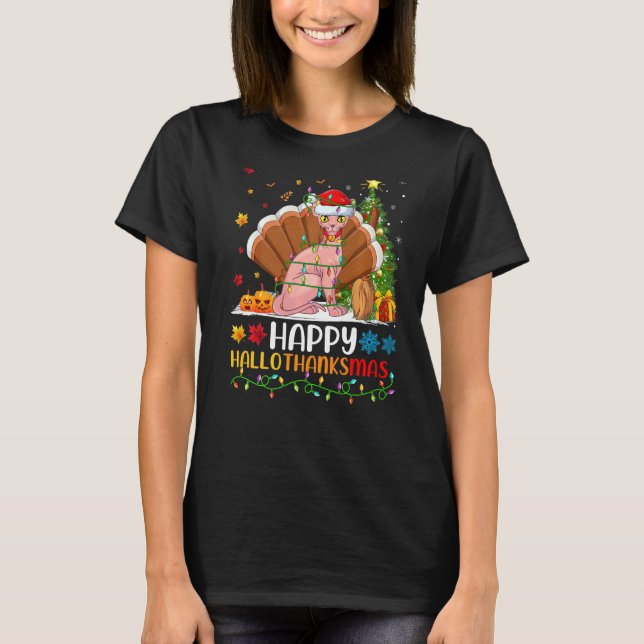 T-shirt Chat Sphynx Animal   Chat Sphynx Hellothanksmas (Devant)