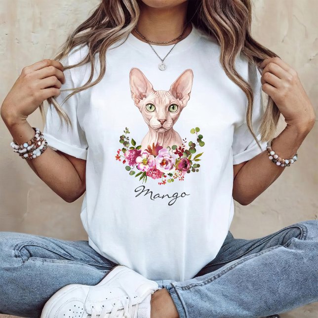 T-shirt Chat Sphynx aquarelle (Créateur téléchargé)
