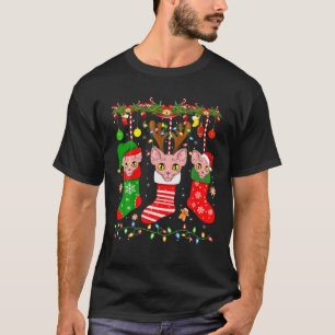 T-shirt Chat Sphynx Dans Chaussettes De Noël Éclairage Sph