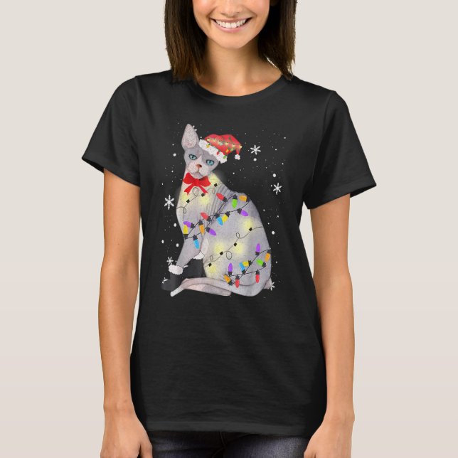 T-shirt Chat Sphynx de Noël (Devant)
