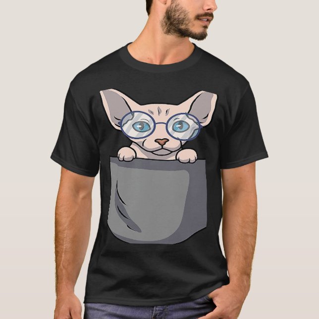 T-shirt Chat Sphynx de poche (Devant)