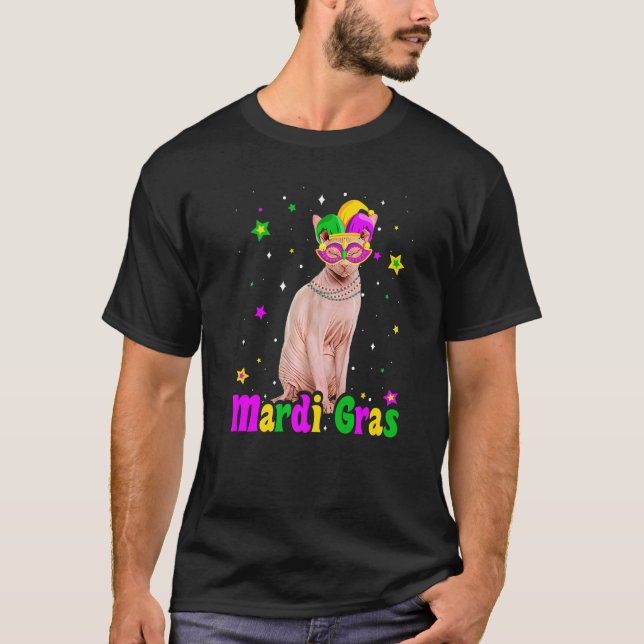 T-shirt Chat Sphynx Masque Mardi Gras Carnavals Animaux Ch (Devant)