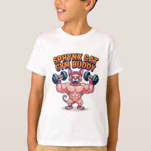 T-shirt Chat Sphynx Musclé Copain de Gym Dessin Animé