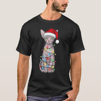T-shirt Chat Sphynx Noël Amant de Santa