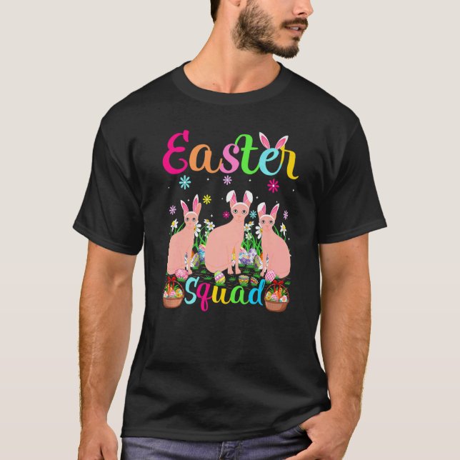 T-shirt Chat Sphynx Oreille de Lapin Pâques Équipe Chat Sp (Devant)