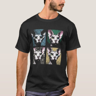 T-shirt Chat Sphynx Pop Art - Amateur de Sphynx Canadien V
