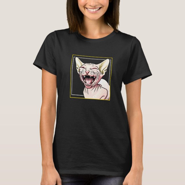 T-shirt Chat Sphynx qui rit (Devant)