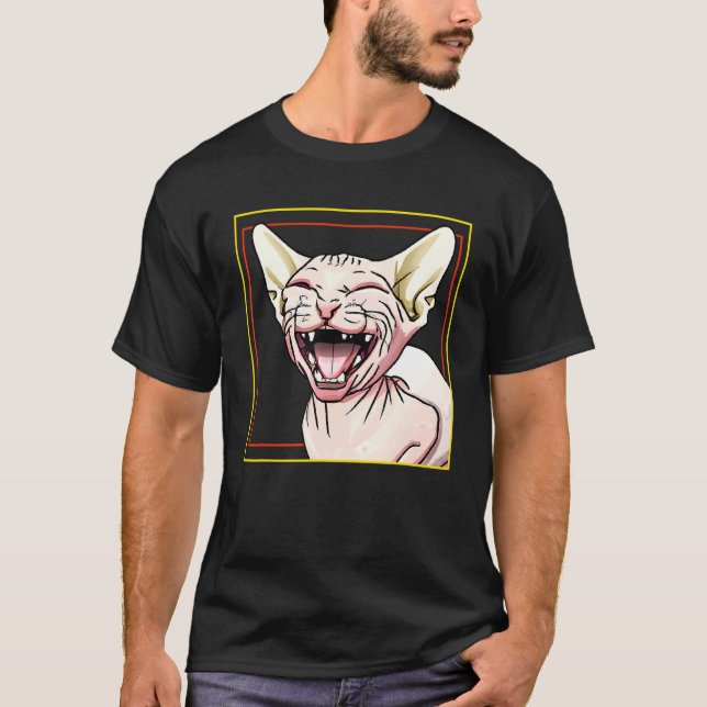 T-shirt Chat Sphynx qui rit (Devant)