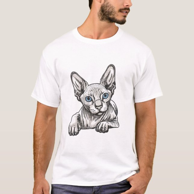 T-shirt Chat Sphynx sans poils  (Devant)