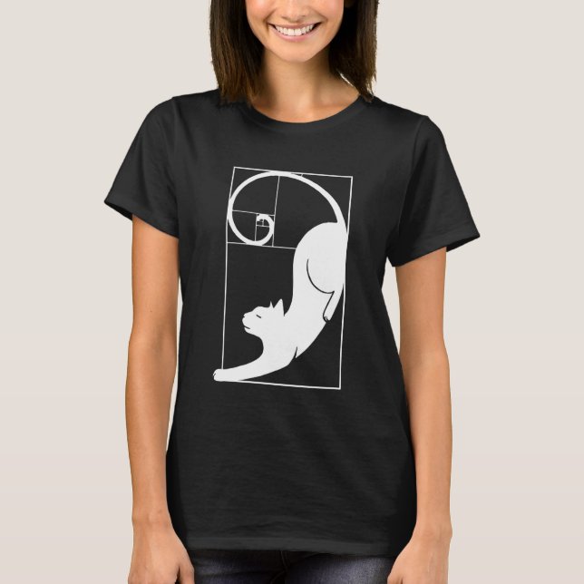T-shirt Chat Spirale de Fibonacci Géométrie sacrée Ratio M (Devant)