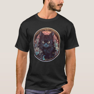 T-shirt Chat spirituel de lune sorcière Mignon Chat noir P