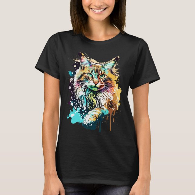 T-shirt Chat Splash Maine Coon  1 (Devant)