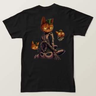 T-shirt Chat squelette de citrouille d'Halloween effrayant