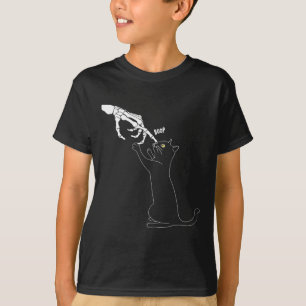 T-shirt Chat Squelette Main Boop Chat Nez Drôle Halloween 