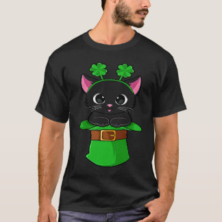 T-shirt Chat St Patrick Journee Leprechaun Trèfle Chatons