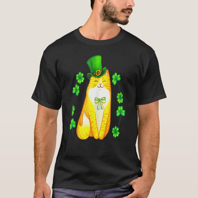 T-shirt Chat St Patrick's Day Vert Saint Patty Femmes Garç (Devant)