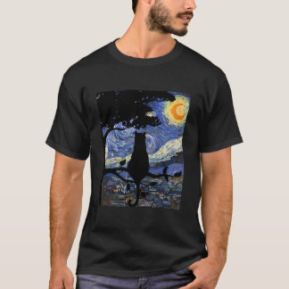 T-shirt Chat Starry Night Chat Van Gogh Chat Chat