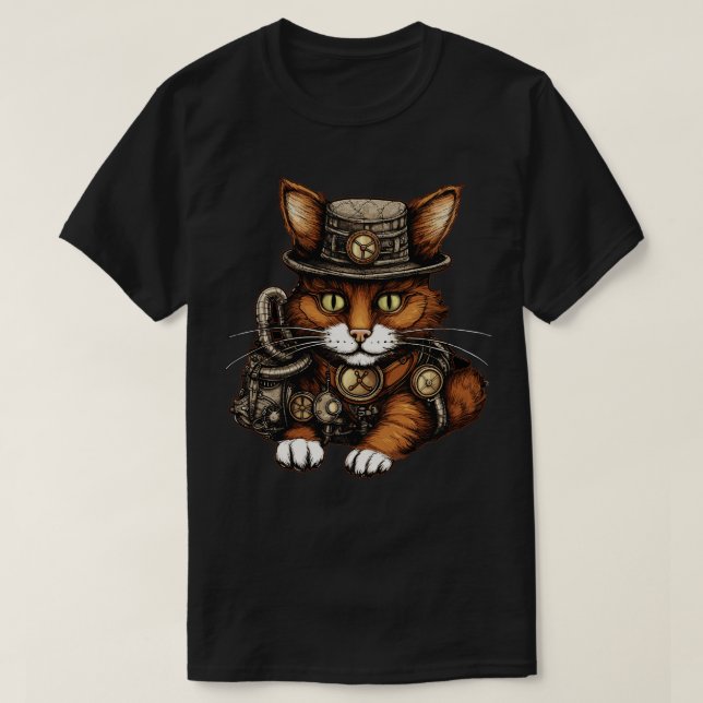 T-shirt Chat Steampunk (Design devant)