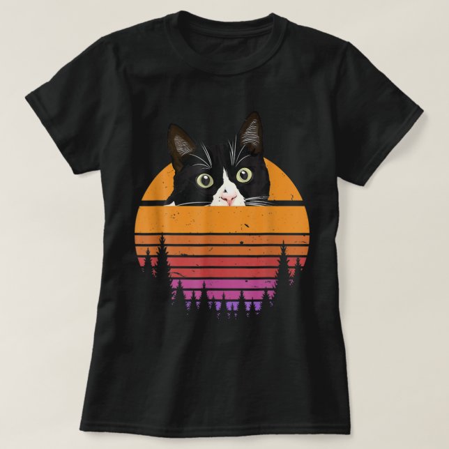 T-shirt Chat Style Rétro Kitten Style Rétro Style Chat Noi (Design devant)
