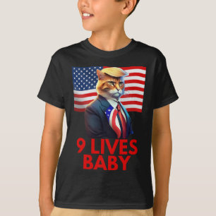 T-shirt Chat Suite Avec Trump Cheveux Drapeau Américain Ne
